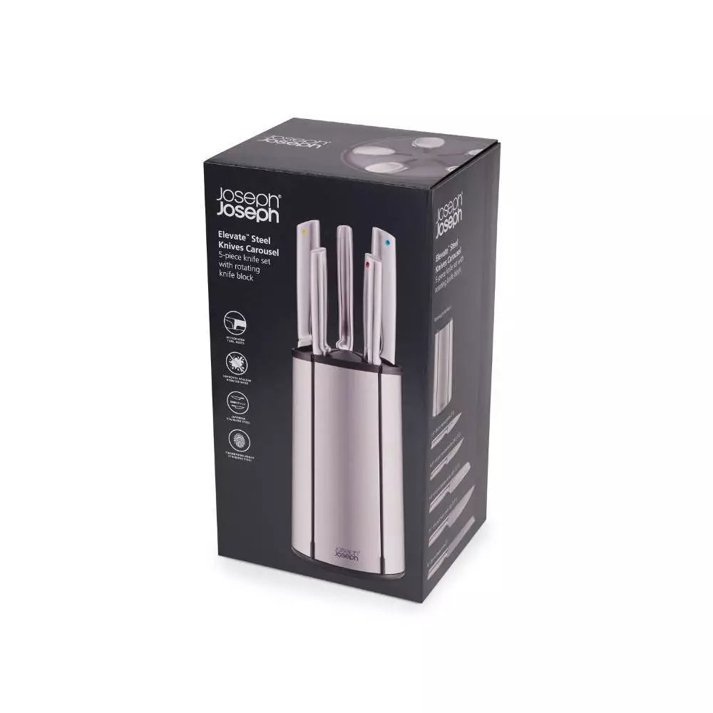 Joseph Joseph 不鏽鋼刀具 5 件組（附旋轉刀架）【B 級商品，無保固】