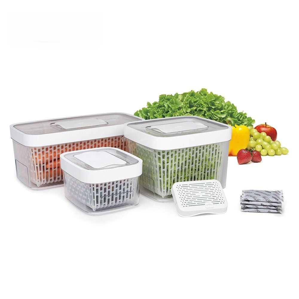 OXO 1.5L 17.5x10.2cm 美國 天然椰殼活性碳 可調濕度 蔬果保鮮盒 - 白色【B 級商品，無保固】 OXO