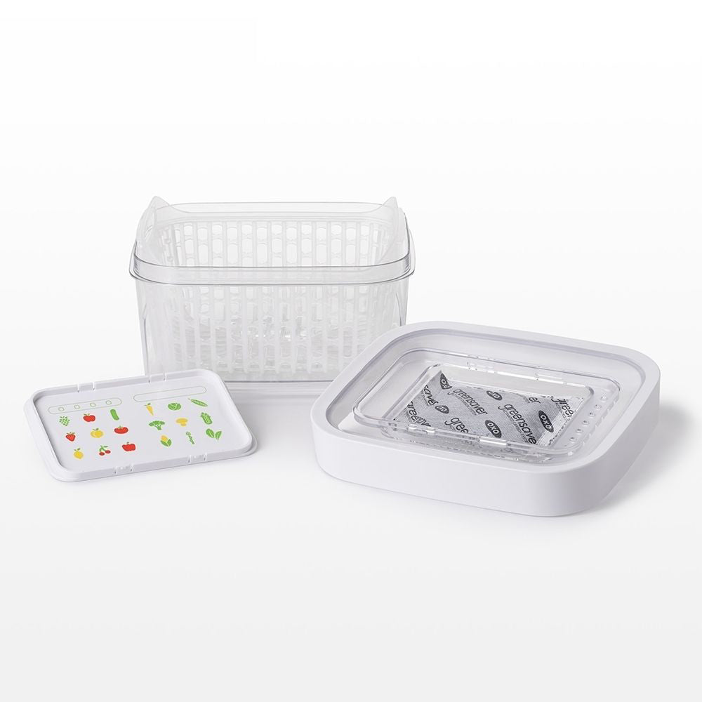 OXO 1.5L 17.5x10.2cm 美國 天然椰殼活性碳 可調濕度 蔬果保鮮盒 - 白色【B 級商品，無保固】 OXO