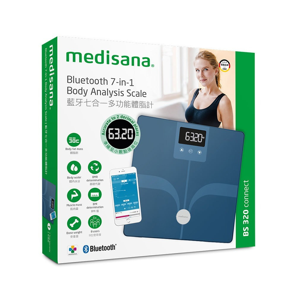 Medisana 藍牙七合一多功能體脂計BS320 - 藍色【B 級商品，無保固】★ Medisana