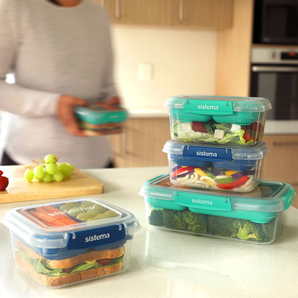Sistema Togo 15.5cm / 1.24L 紐西蘭 隨行系列 可微波 方形分層 保鮮盒 - 湖水綠色【B 級商品，無保固】