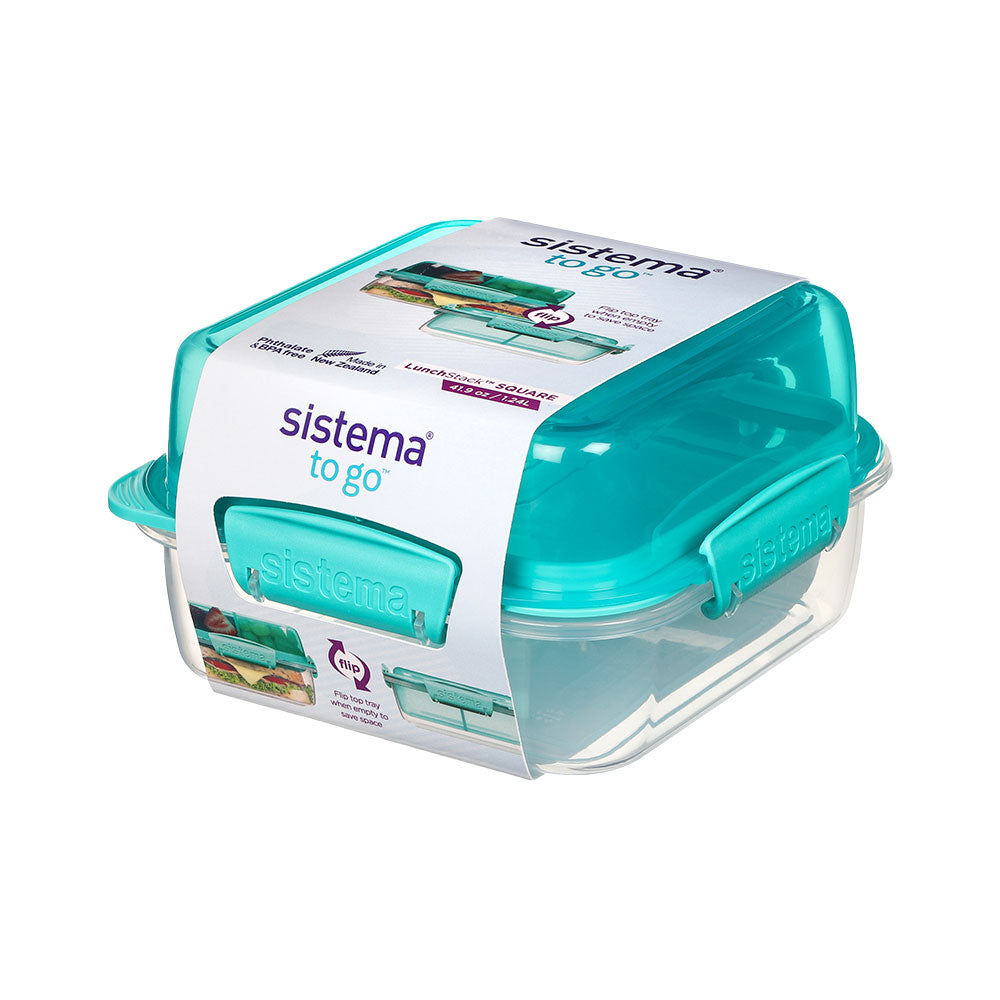 Sistema Togo 15.5cm / 1.24L 紐西蘭 隨行系列 可微波 方形分層 保鮮盒 - 湖水綠色【B 級商品，無保固】