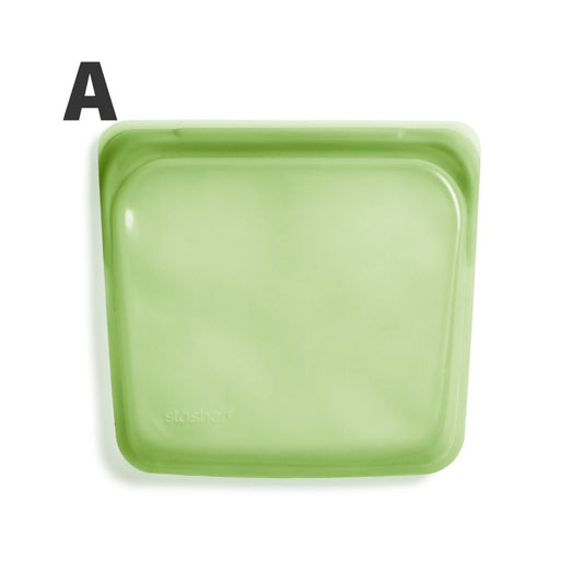 Stasher 19x18cm 美國 方形 食材保鮮 / 矽膠密封袋 多用途收納袋 - 綠色【A 級商品】 - restyle2050