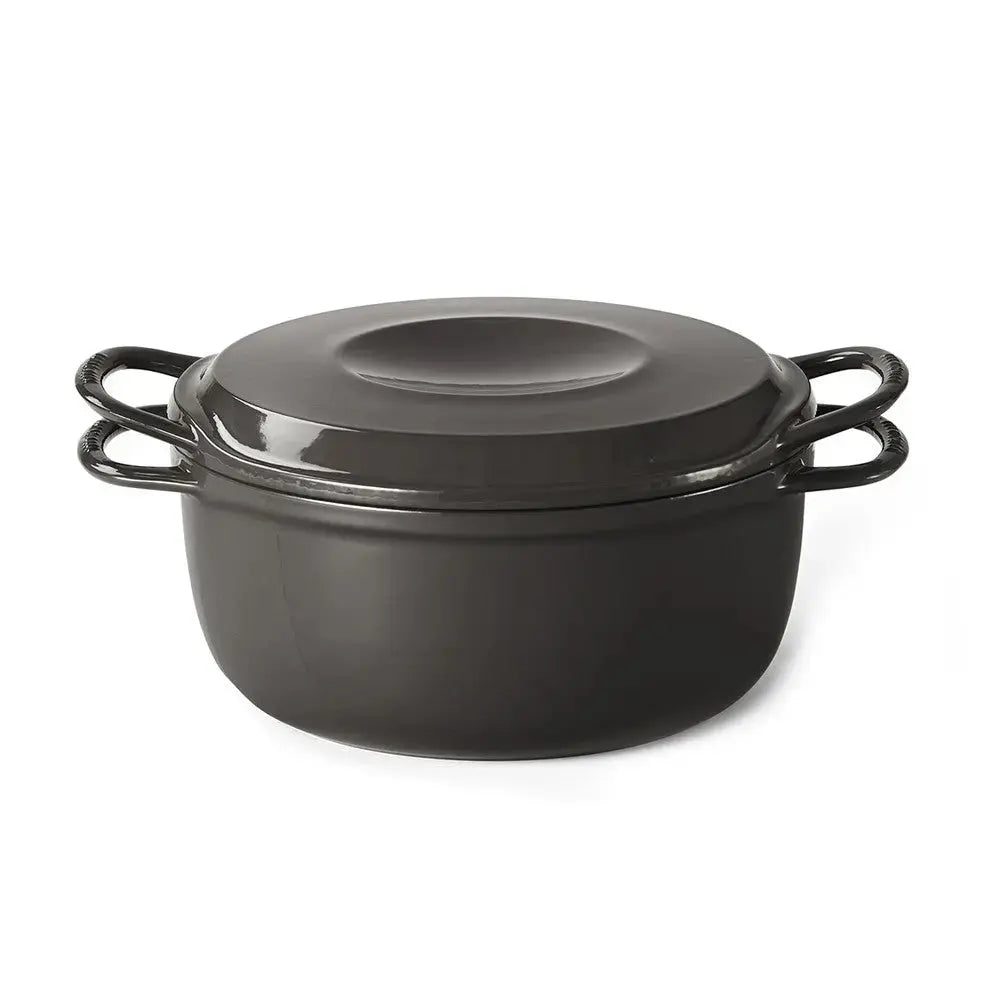 Vermicular 23cm / 3.7L 日本原裝 IH 琺瑯 電子鑄鐵鍋 / 小V鍋（7-10人份）Smart 簡配款（僅主鍋與底座套組）- 松露黑【B 級商品，無保固】 Vermicular