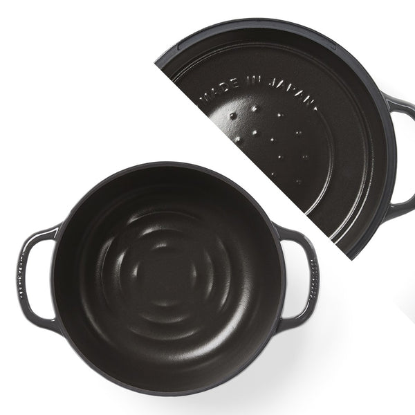 Vermicular 23cm / 3.7L 日本原裝 IH 琺瑯 電子鑄鐵鍋 / 小V鍋（7-10人份）Smart 簡配款（僅主鍋與底座套組） - 松露黑色【B 級商品，無保固】