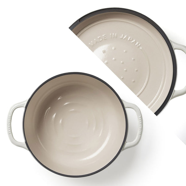 Vermicular 19cm 日本琺瑯鑄鐵鍋 / 小V鍋 - 米白色（適合 2-3 人份料理）【B 級商品，無保固】
