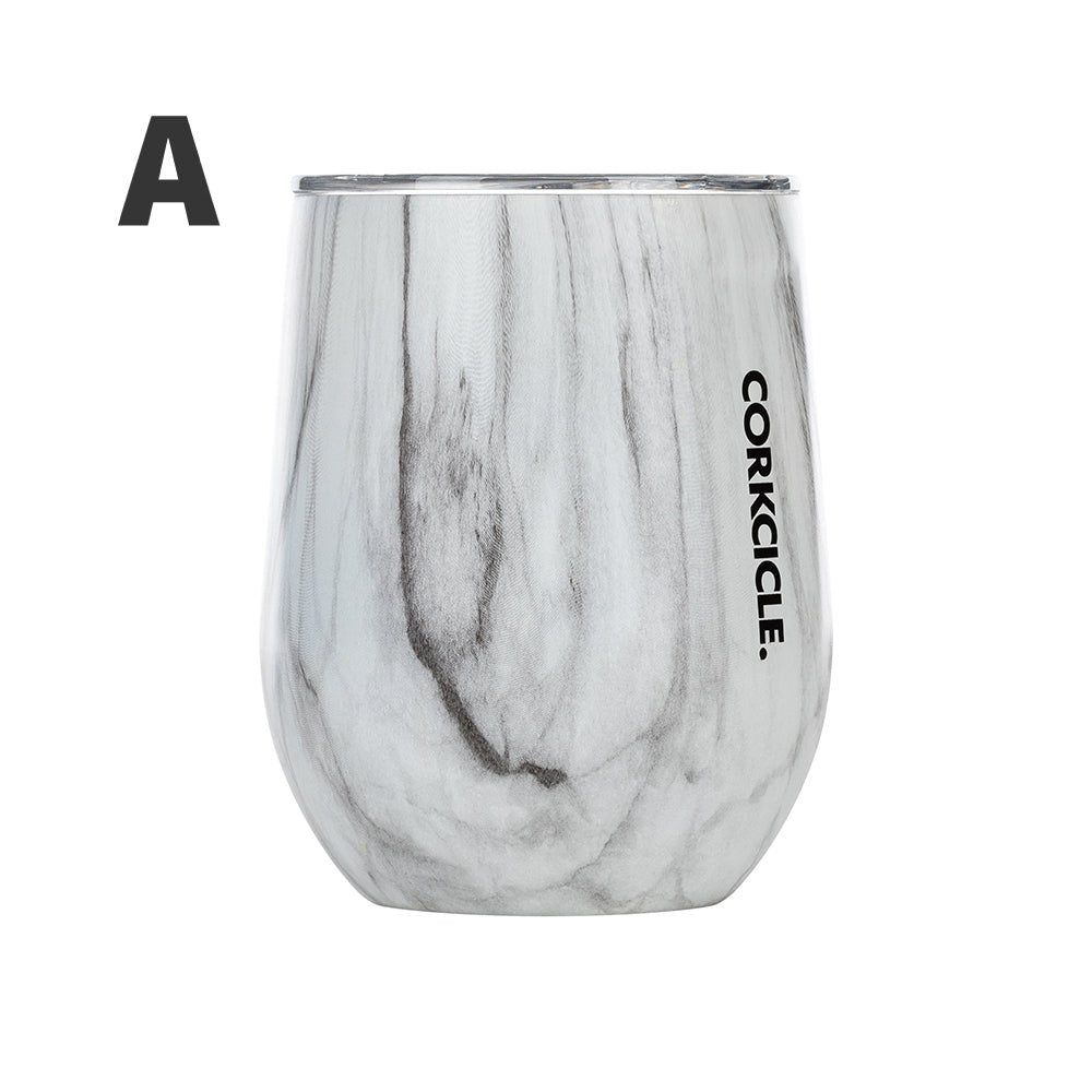 Corkcicle 355ml 美國時尚 三層保溫設計 不鏽鋼水杯 / 咖啡杯 - 白色大理石紋款（含透明杯蓋）【A級商品】 - restyle2050