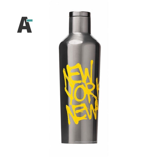 Corkcicle 475ml Bottle 美國時尚 三層保溫設計 設計師限定系列 易口瓶 不鏽鋼保溫瓶 - 時尚銀 紐約客款【A-級商品】 - restyle2050