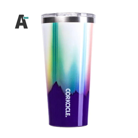 Corkcicle 475ml Bottle 美國時尚 三層保溫設計 寬口杯 / 不鏽鋼保溫杯 - 歐若拉 極光配色款（含透明杯蓋）【A-級商品】 - restyle2050