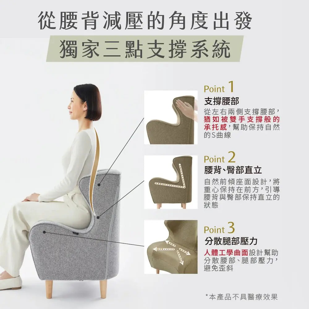 Style Chair DC 美姿調整 立腰款 護脊椅  /  坐姿調整 休閒椅 小沙發 - 灰色款【B 級商品，無保固】 Style